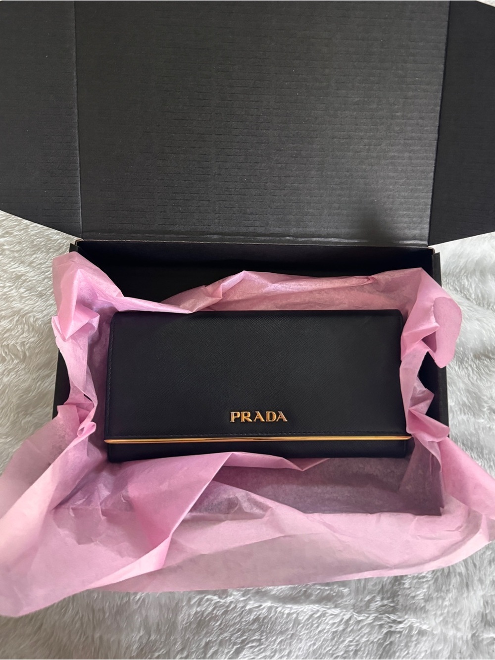 Authentic Prada Black Saffiano Leather Shoulder Bag with Gold Chain - Picture 13 of 14